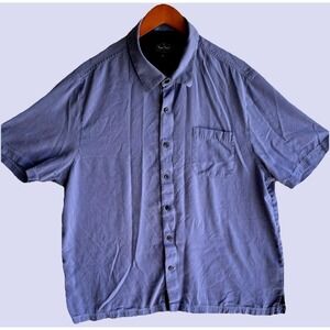 Nat Nast Luxury Originals Silk Shirt Size XL Blue Button Down Short Sleeve
